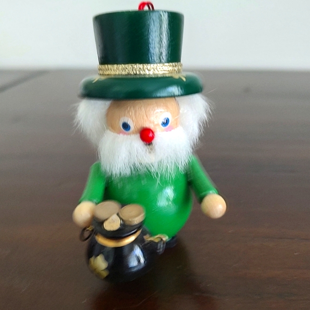Vintage Steinbach Christmas Ornament Lucky Leprechaun German Wood